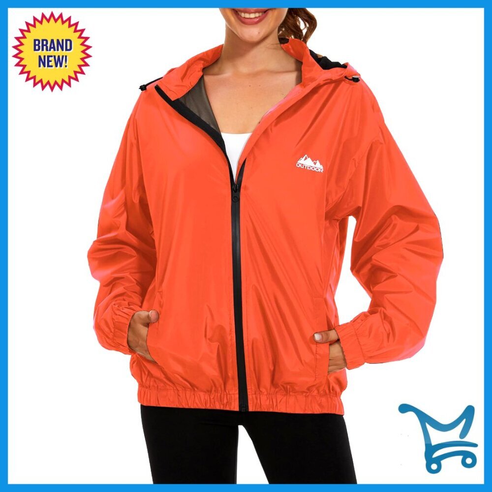 Women's Waterproof Hooded Rain Jacket Lightweight Windbreaker Running Cycling
